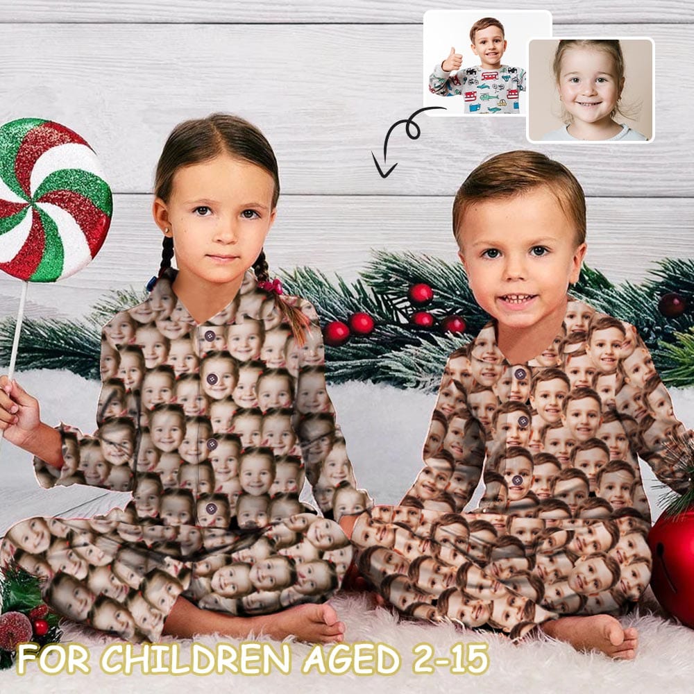 Custom Face Photo Pajamas, Matching Family Pajamas Set, Customized