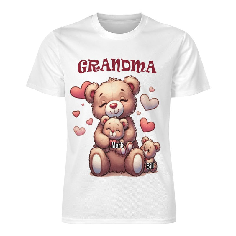Custom Nickname Name Unisex Cute Little Bear T-shirt for Mom Grandma
