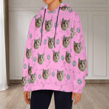 Custom Cat Face Soft Flannel Hooded Sweatshirt Hoodie