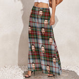 Custom Face Plaid Stripes Women's Wide Leg Pants - Grey