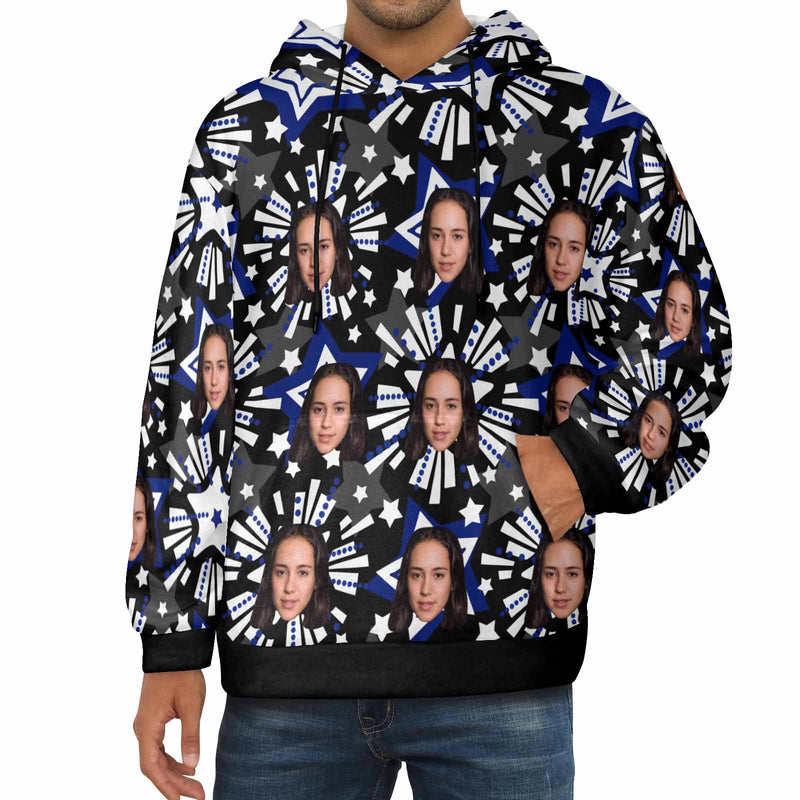 Custom Face Stars Soft Flannel Hooded Sweatshirt Hoodie