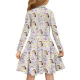 Custom Face Little Daisy Children's Long Sleeved Polo Shirt Dress