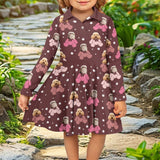 Custom Face Little Bear Pattern Children's Long Sleeved Polo Shirt Dress