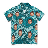 Custom Face Pattern Splicing Green Men's Lapel Shirt Cuban Collar Hawaiian Shirt