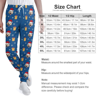 Custom Pet Face Christmas Gifts with Hat Men's Sweatpants Personalized Sports Pants