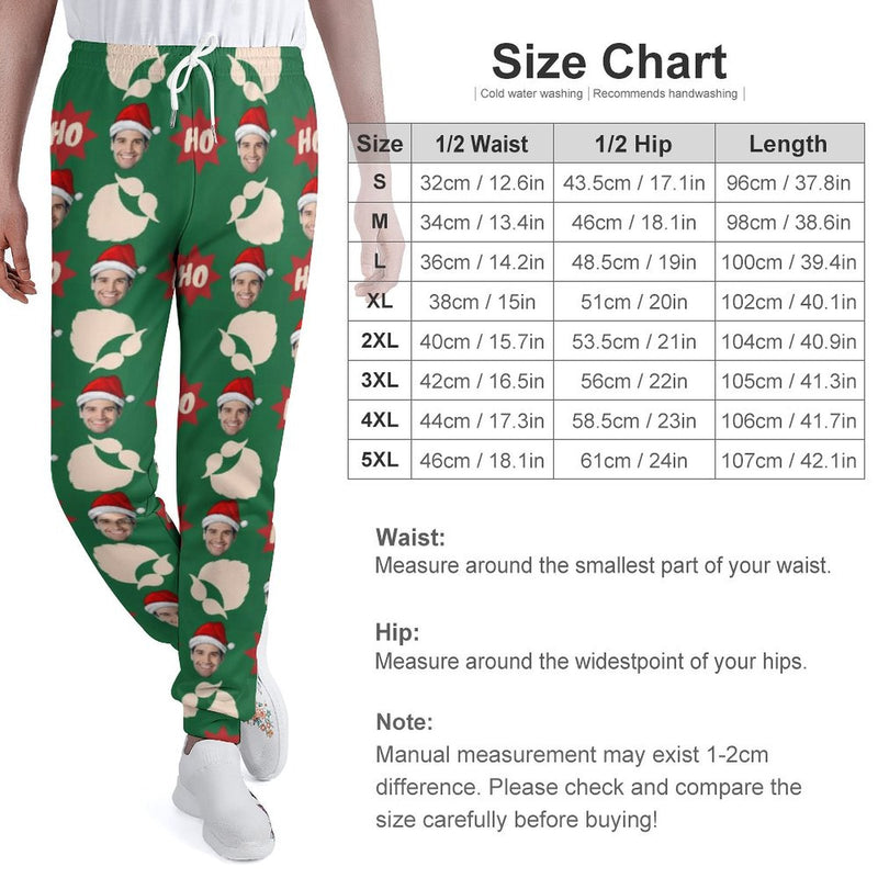 Custom Face Christmas Gifts with Beard Men's Sweatpants Personalized Sports Pants