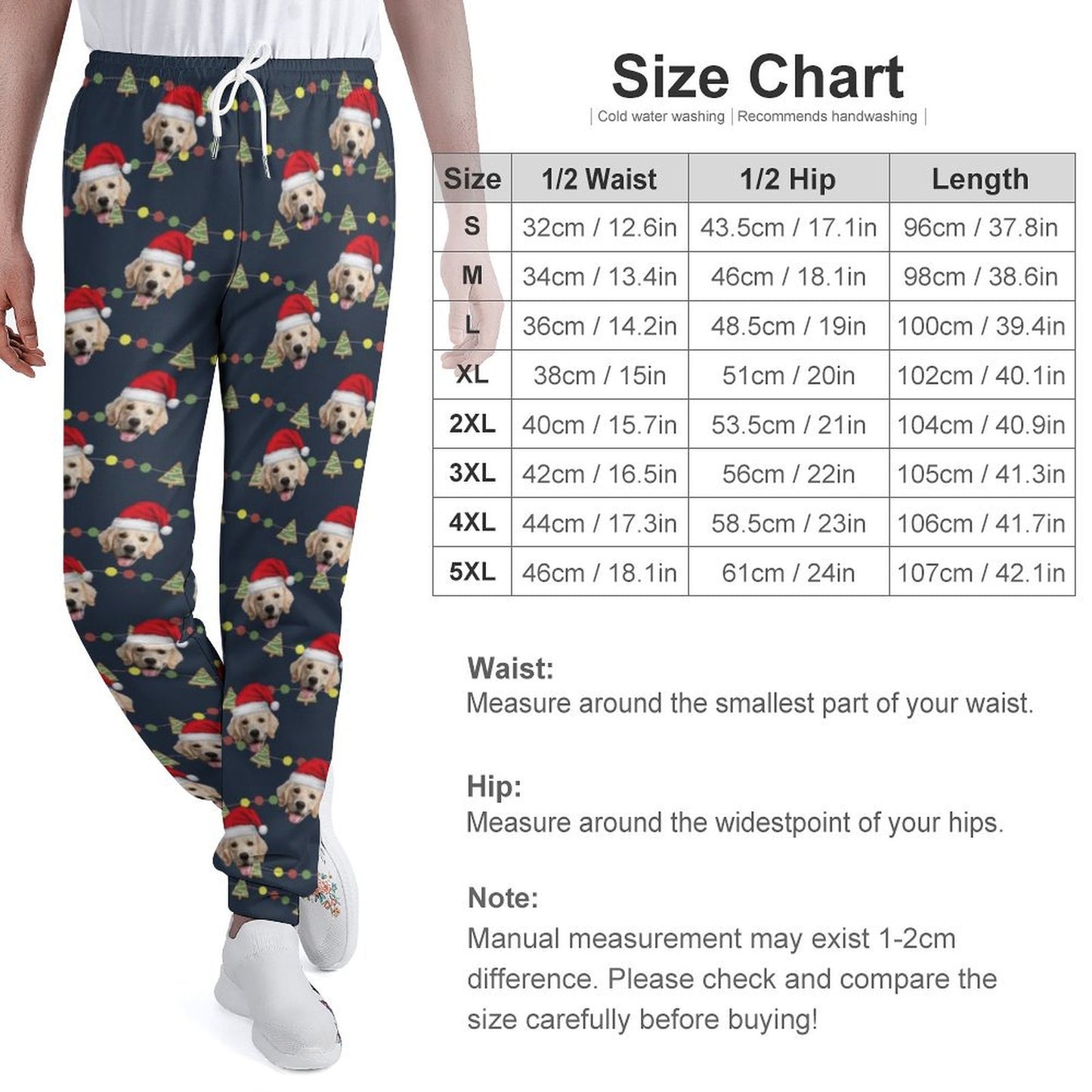 Custom Pet Face with Hat Christmas Tree Gifts Men's Sweatpants Personalized Sports Pants