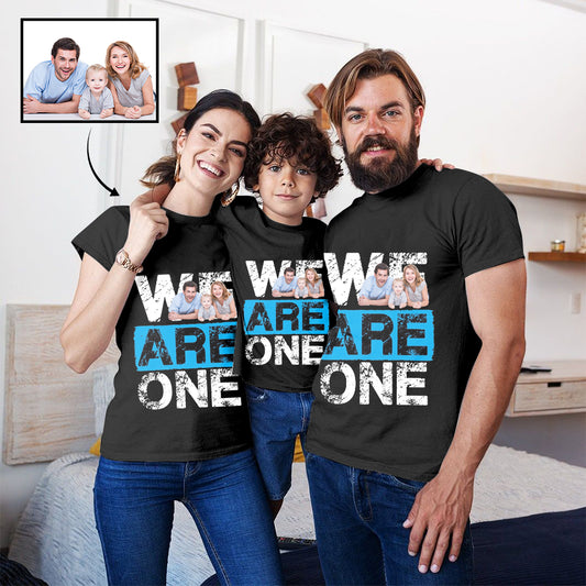 Custom Family Portrait We Are One Text T-shirt