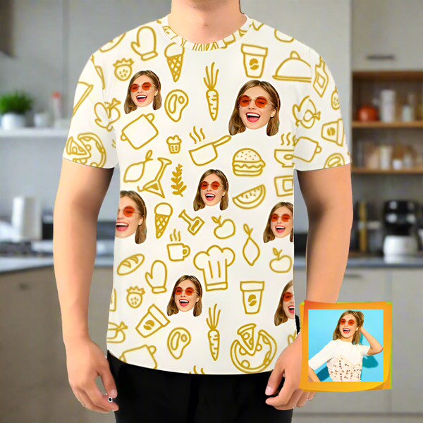 Custom Face Food Tee Put Your Photo on Shirt Unique Design Men's All Over Print T-shirt