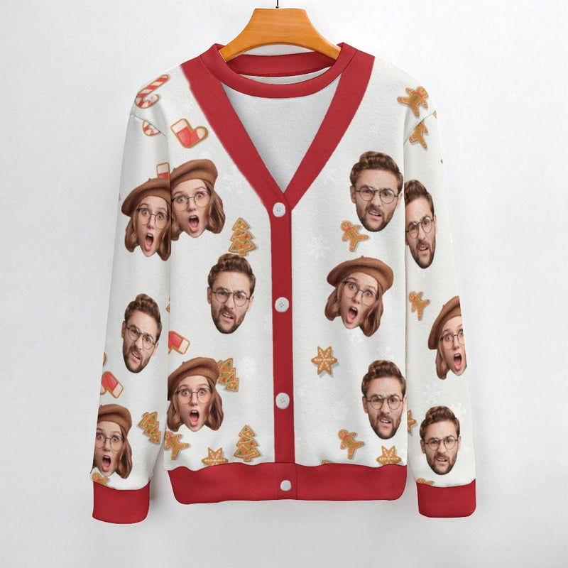 Custom Face Christmas Decorations Pattern Fake Cardigan Unisex Crew Neck Sweater