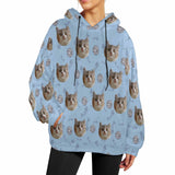 Custom Cat Face Soft Flannel Hooded Sweatshirt Hoodie