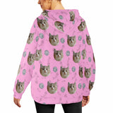 Custom Cat Face Soft Flannel Hooded Sweatshirt Hoodie