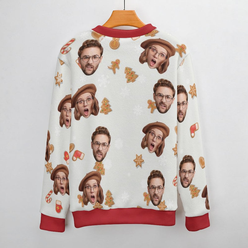 Custom Face Christmas Decorations Pattern Fake Cardigan Unisex Crew Neck Sweater