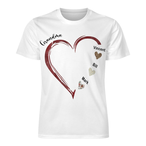 Custom Nickname Name Unisex Loving Heart T-shirt for Mom Grandma