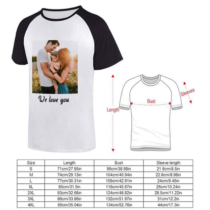 Custom Photo & Text Men's Black Short Sleeve T-shirt