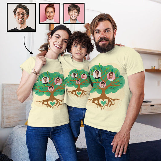 Custom Faces Family Love Green Tree T-shirt