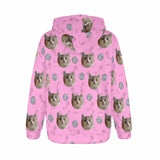 Custom Cat Face Soft Flannel Hooded Sweatshirt Hoodie