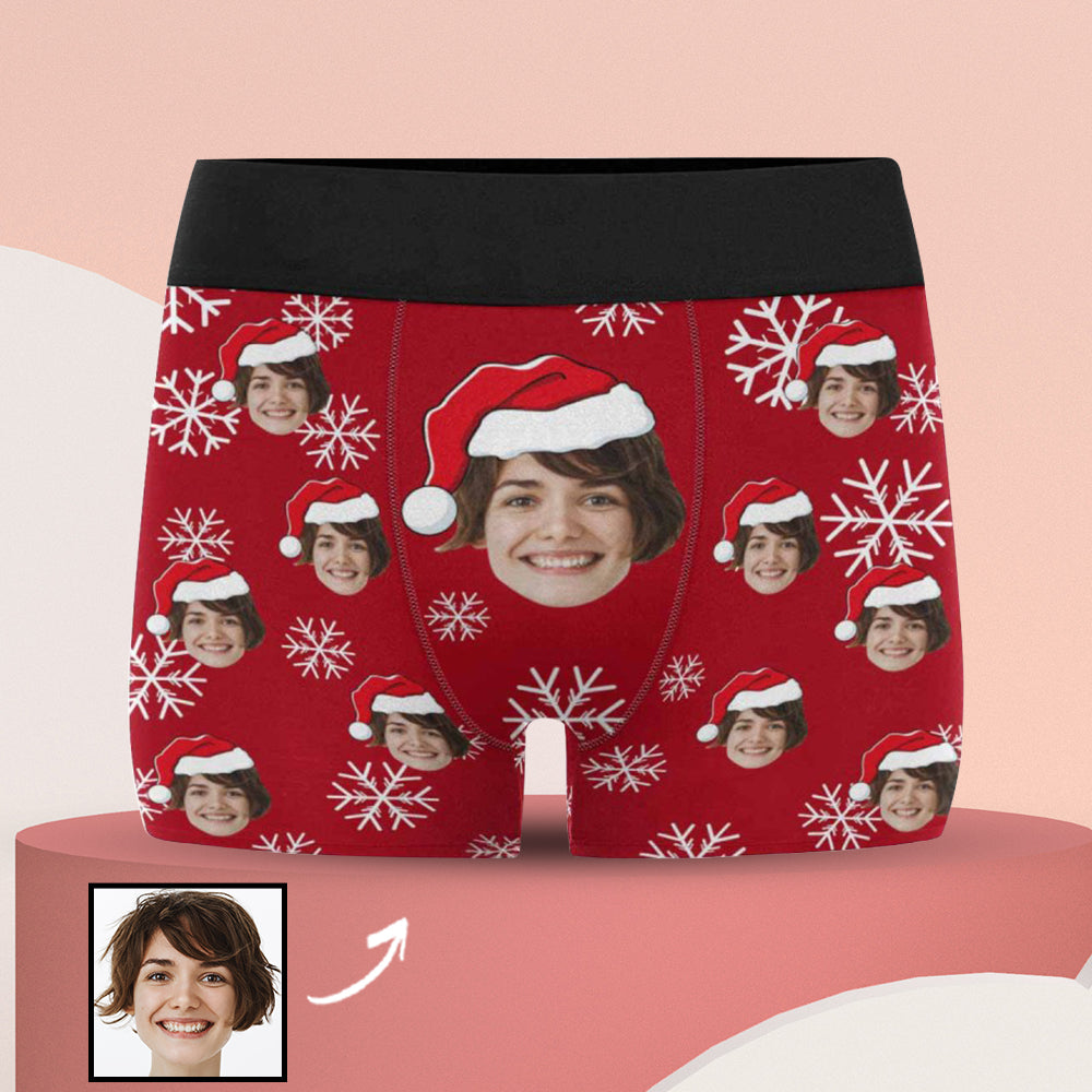 Personalized Men's All Over Print Boxer Briefs Custom Face Christmas Underwear for Boyfriend Husband