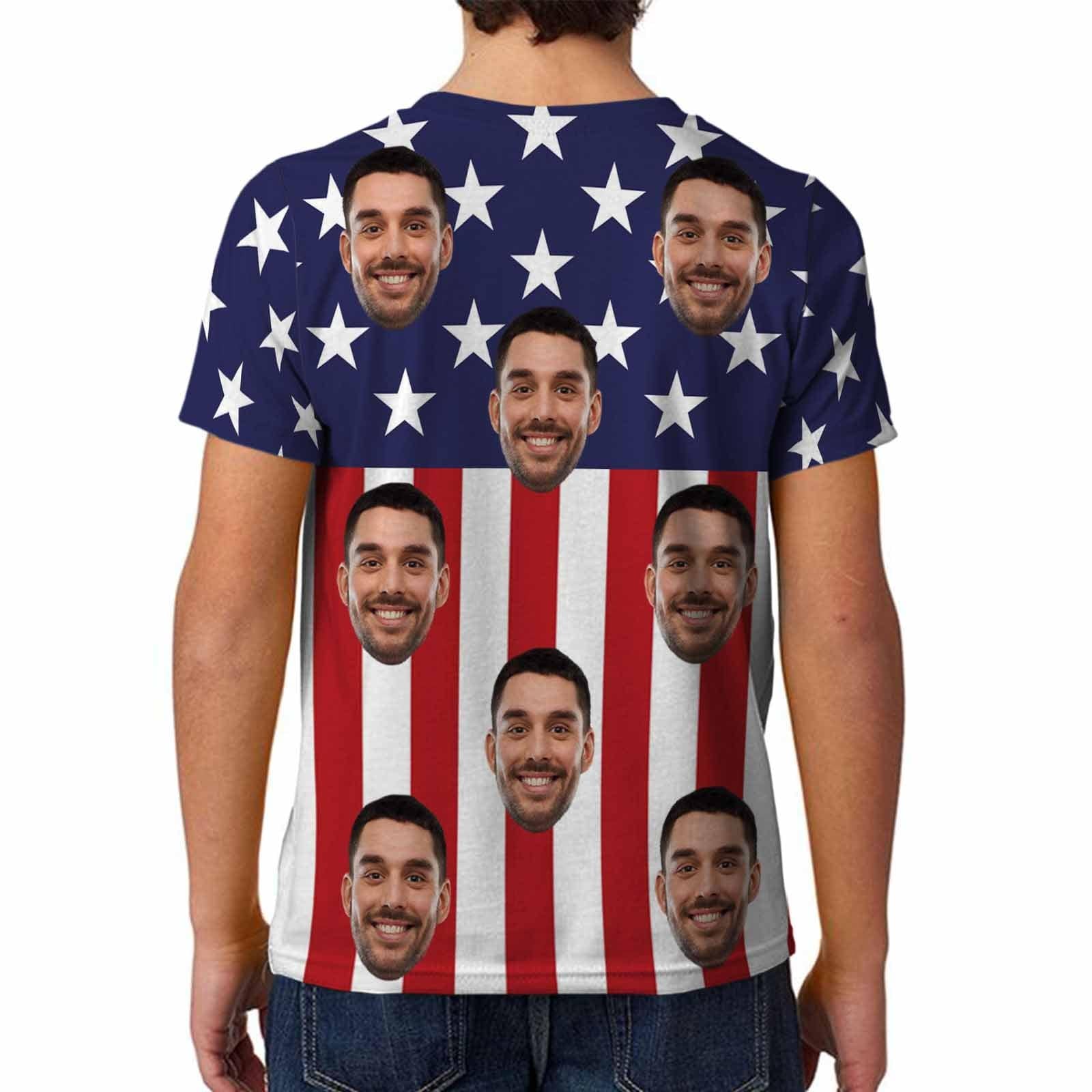 Custom #6-15Y Custom Face American Flag Kid's All Over Print T-shirt - YesCustom