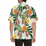 Custom Face Hawaiian Shirts for Men Short Sleeve Aloha Beach Shirt with Photo Tropical Palm Floral Casual Button Down Shirts