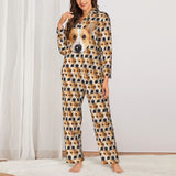 Custom Dog Face Seamless Long Sleeve Cardigan Pajama Set