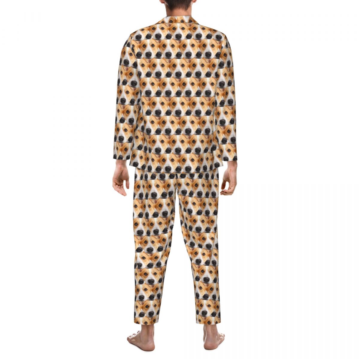 Custom Dog Face Seamless Long Sleeve Cardigan Pajama Set