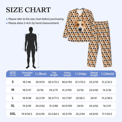 Custom Dog Face Seamless Long Sleeve Cardigan Pajama Set