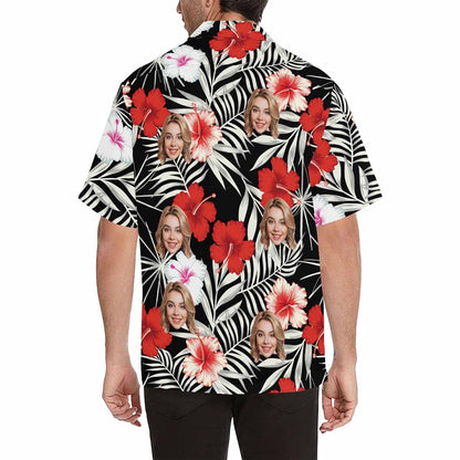 Custom Face Tropical Floral Hawaiian Shirt with Face for Men Personalized Photo Men Aloha Beach Fruit Flower Shirts