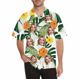 Custom Face Hawaiian Shirts for Men Short Sleeve Aloha Beach Shirt with Photo Tropical Palm Floral Casual Button Down Shirts