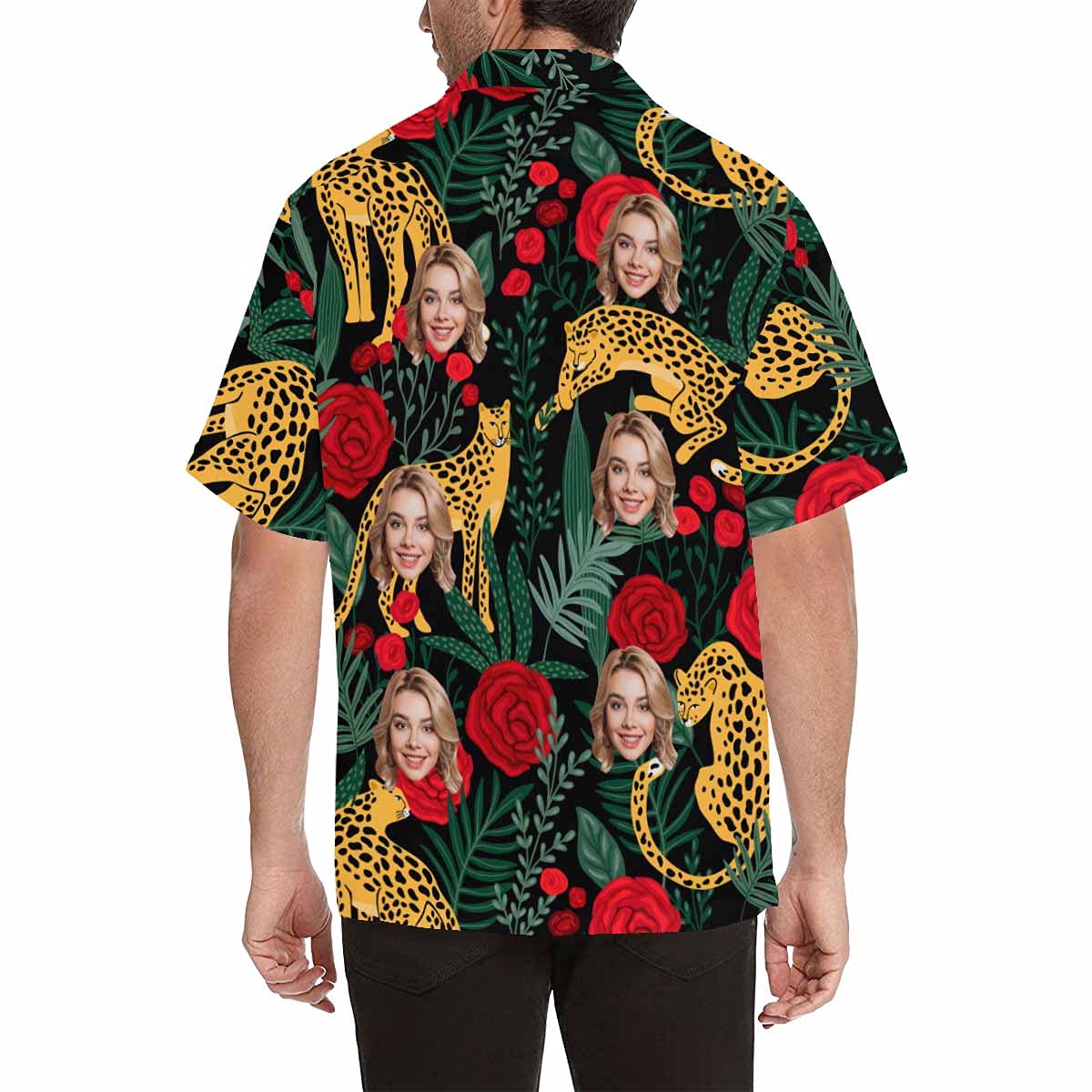 Custom Face Tropical Floral Hawaiian Shirt with Face for Men Personalized Photo Men Aloha Beach Fruit Flower Shirts