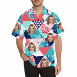 Custom Face Flamingo Hawaiian Shirt with Face for Men Personalized Photo Men Aloha Beach Tropical Pineapple Floral Shirts