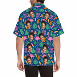 Custom Face Flamingo Hawaiian Shirt with Face for Men Personalized Photo Men Aloha Beach Tropical Pineapple Floral Shirts