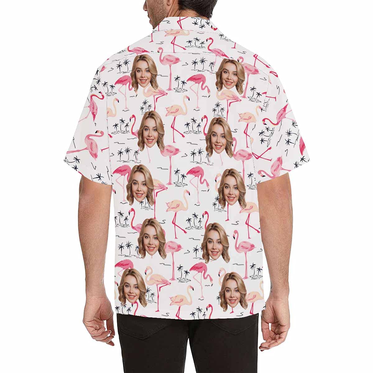 Custom Face Flamingo Hawaiian Shirt with Face for Men Personalized Photo Men Aloha Beach Tropical Pineapple Floral Shirts