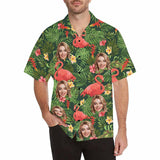 Custom Face Flamingo Hawaiian Shirt with Face for Men Personalized Photo Men Aloha Beach Tropical Pineapple Floral Shirts