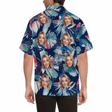 Custom Face Hawaiian Shirts for Men Short Sleeve Aloha Beach Shirt with Photo Tropical Palm Floral Casual Button Down Shirts