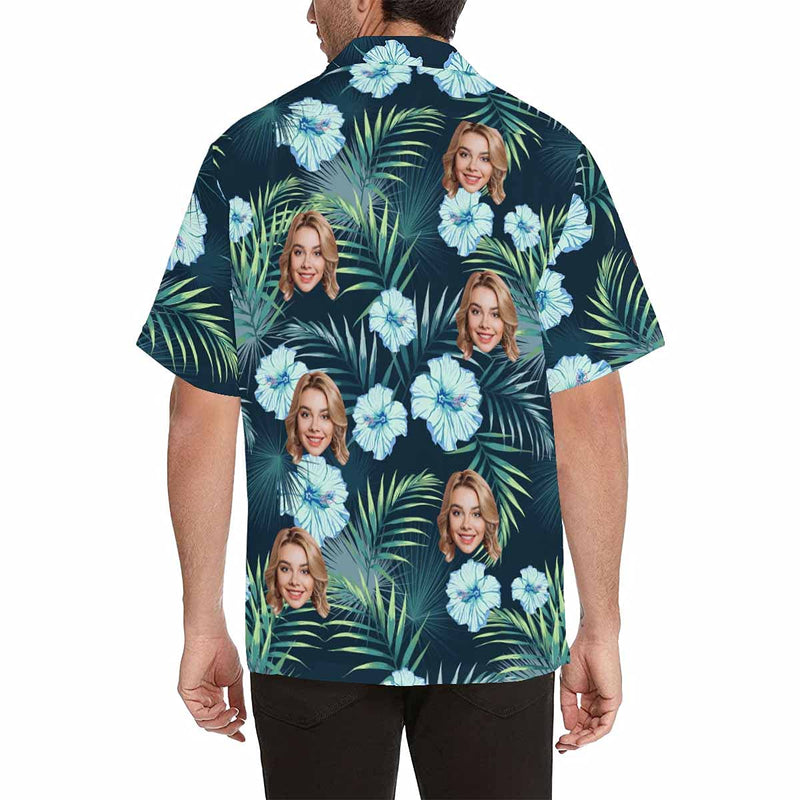 Custom Face Tropical Floral Hawaiian Shirt with Face for Men Personalized Photo Men Aloha Beach Fruit Flower Shirts