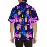 Custom Face Hawaiian Shirts for Men Short Sleeve Aloha Beach Shirt with Photo Tropical Palm Floral Casual Button Down Shirts