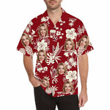 Custom Face Hawaiian Shirts for Men Short Sleeve Aloha Beach Shirt with Photo Tropical Palm Floral Casual Button Down Shirts