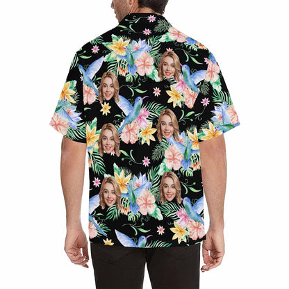 Custom Face Tropical Floral Hawaiian Shirt with Face for Men Personalized Photo Men Aloha Beach Fruit Flower Shirts