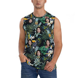 Custom Face Green Plant Men's Sleeveless T-Shirt Vest Tank Top