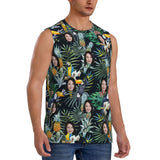 Custom Face Green Plant Men's Sleeveless T-Shirt Vest Tank Top