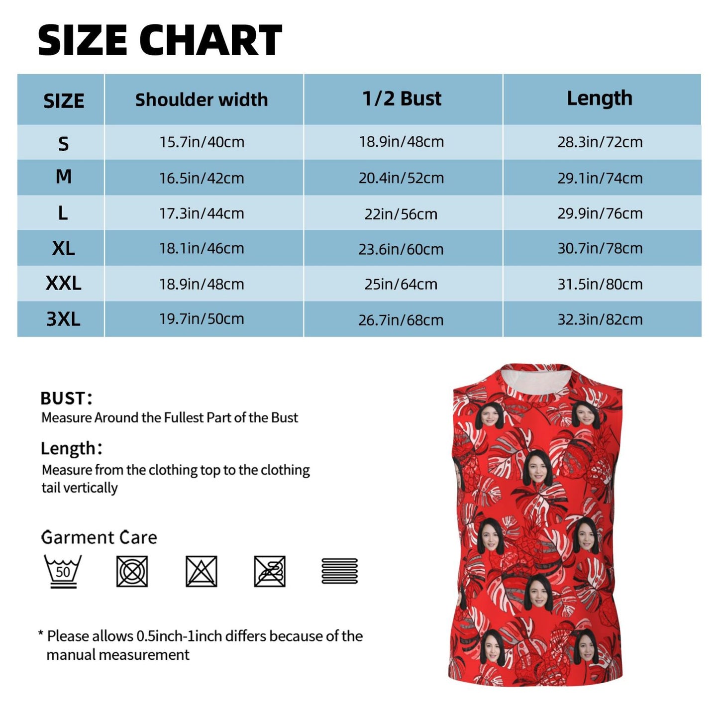 Custom Face Red Plant Men's Sleeveless T-Shirt Vest Tank Top