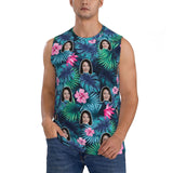 Custom Face Floral Pattern Men's Sleeveless T-Shirt Vest Tank Top