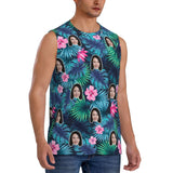 Custom Face Floral Pattern Men's Sleeveless T-Shirt Vest Tank Top