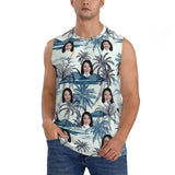 Custom Face Palm Trees Pattern Men's Sleeveless T-Shirt Vest Tank Top