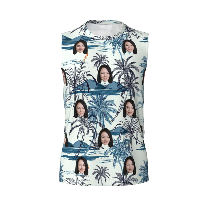 Custom Face Palm Trees Pattern Men's Sleeveless T-Shirt Vest Tank Top