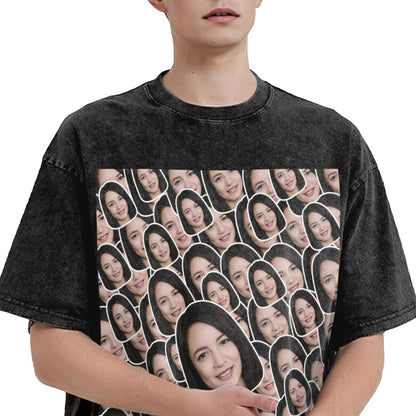 Custom Face Stickers Bootleg Shirt Vintage Oversized Unisex T-shirt