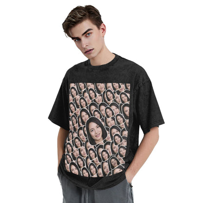 Custom Face Stickers Bootleg Shirt Vintage Oversized Unisex T-shirt