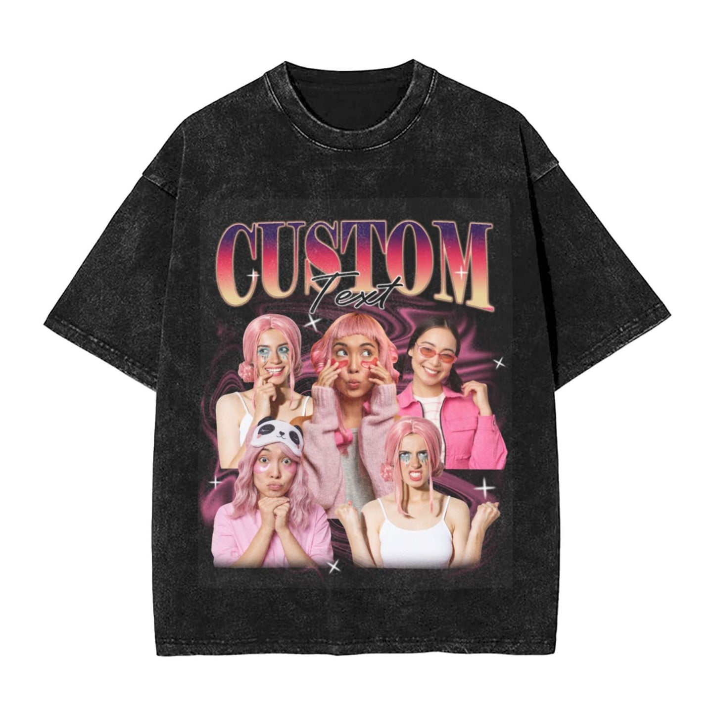 Custom Photo & Text Bootleg Shirt 90s Vintage Oversized Unisex T-shirt