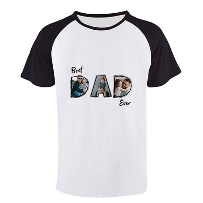 Custom 3 Photos Best Dad Ever Men's Black Short Sleeve T-shirt